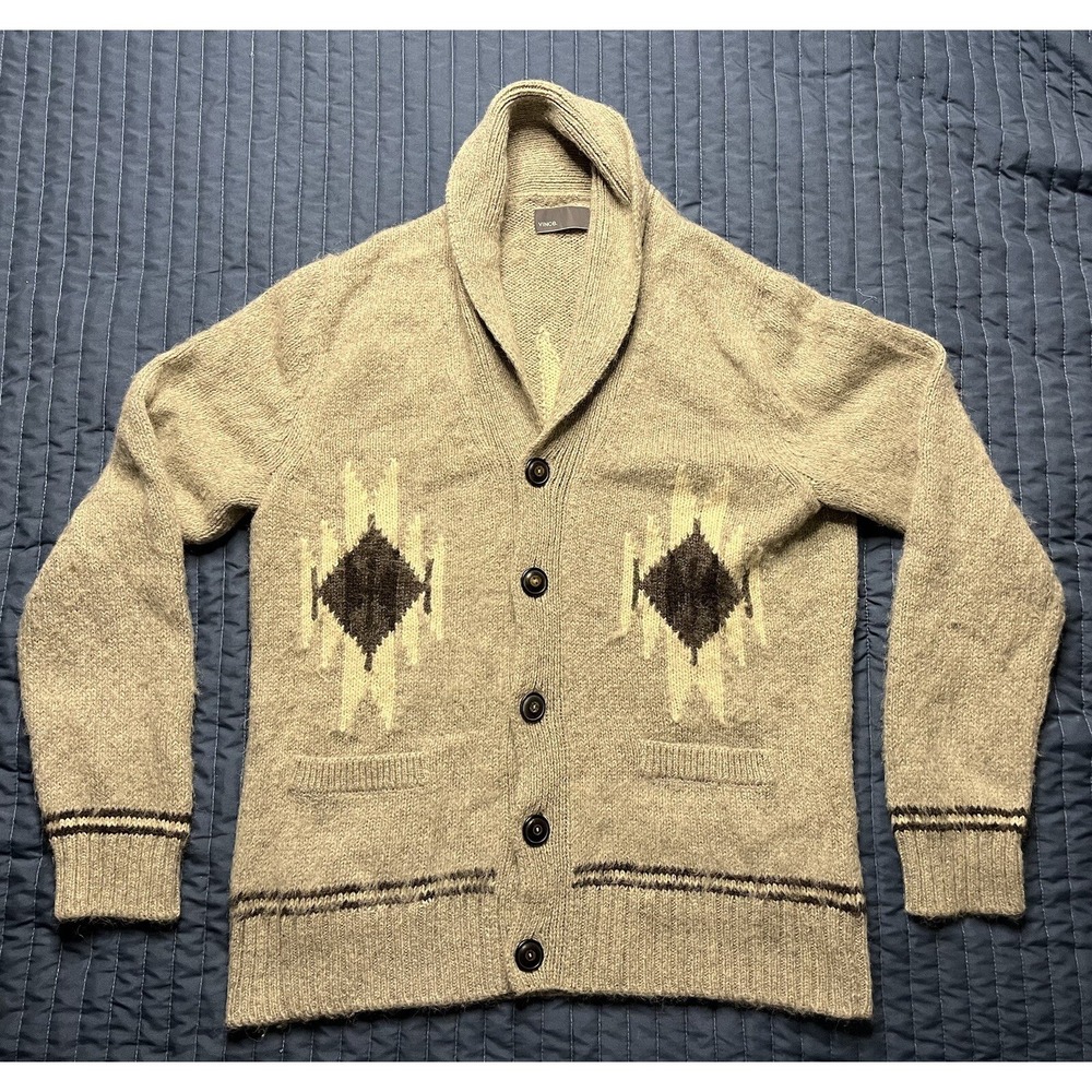 Vince Alpaca Knit Double Breasted Cardigan Men's Size Large Gray Seen On I CARLY